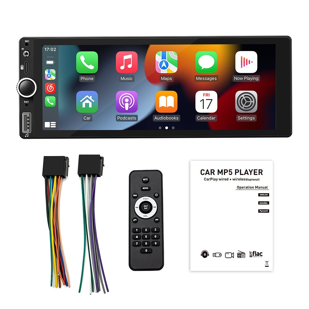 Cross-border Wireless CarPlay Single-din In-car MP5 Player With High-definition Rearview Camera For Car Central Control
