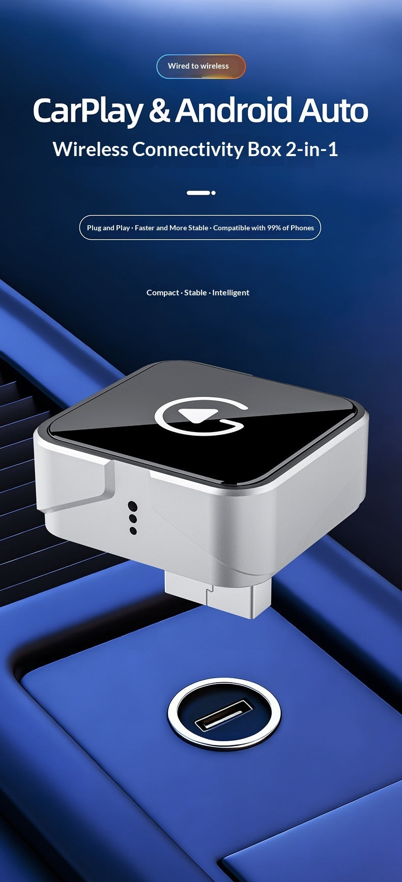 Wireless CarPlay Adapter For Wired To Wireless Conversion