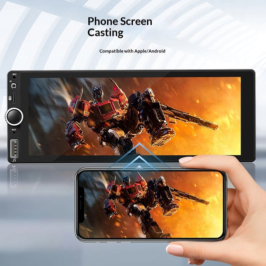 Cross-border Wireless CarPlay Single-din In-car MP5 Player With High-definition Rearview Camera For Car Central Control